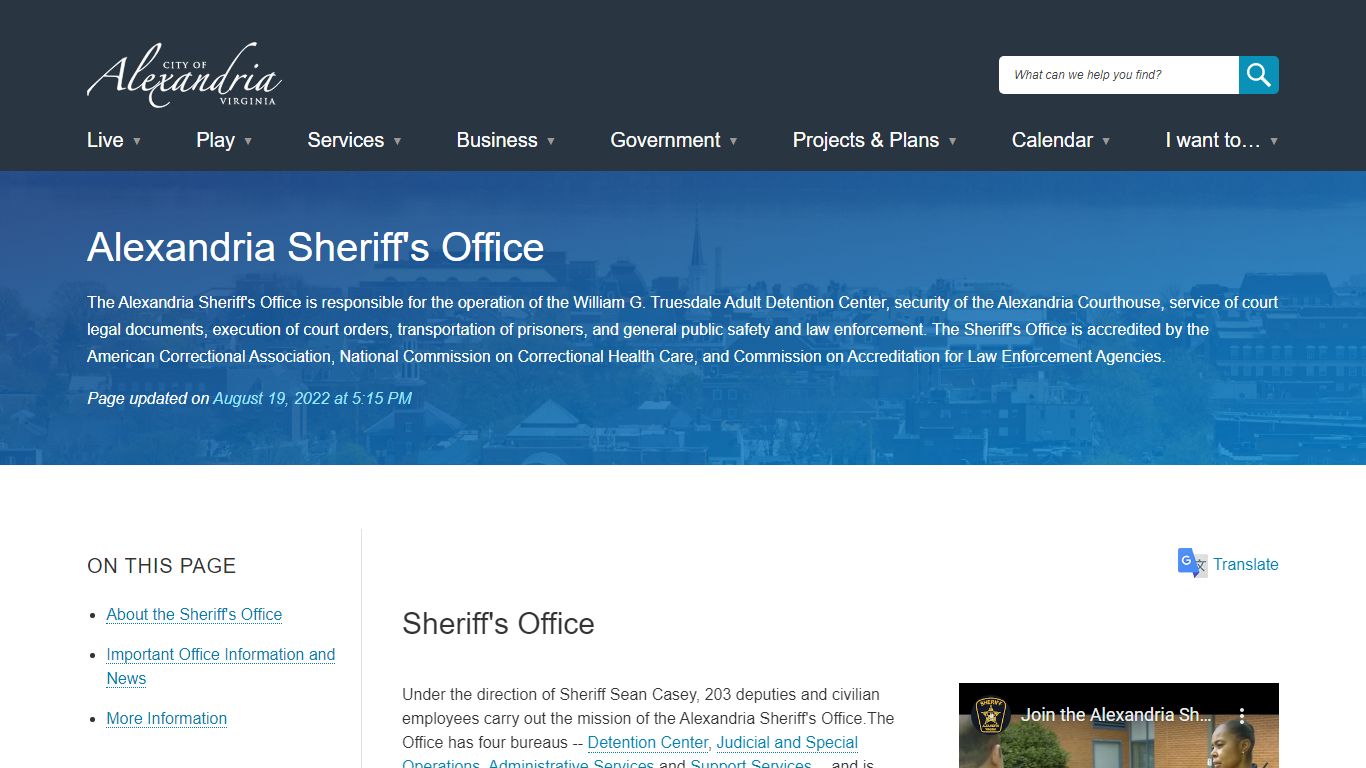 Alexandria Sheriff's Office | City of Alexandria, VA